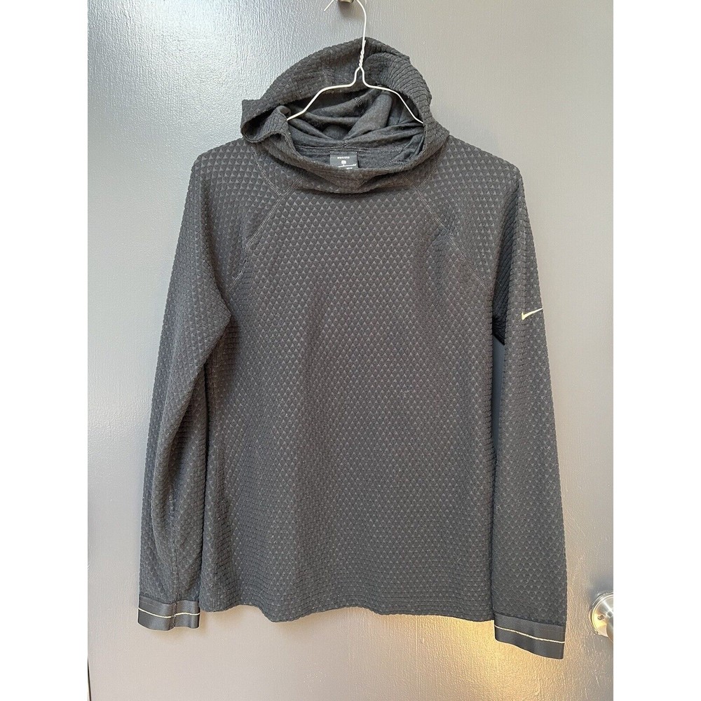 Nike Pro Womens Dri Fit Pullover Black Hoodie sz S Funnel Neck Black